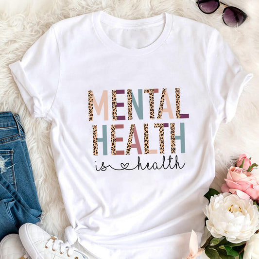 Mental Health Is Health Leopard Print T-Shirt