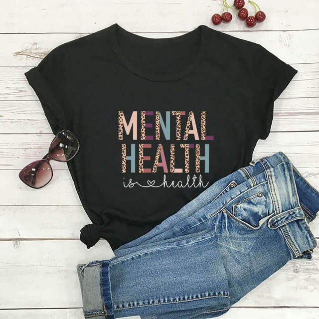 Mental Health Is Health Leopard Print T-Shirt