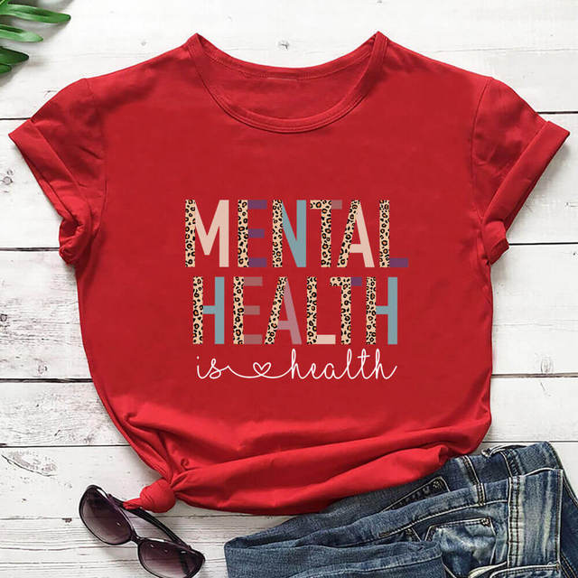 Mental Health Is Health Leopard Print T-Shirt