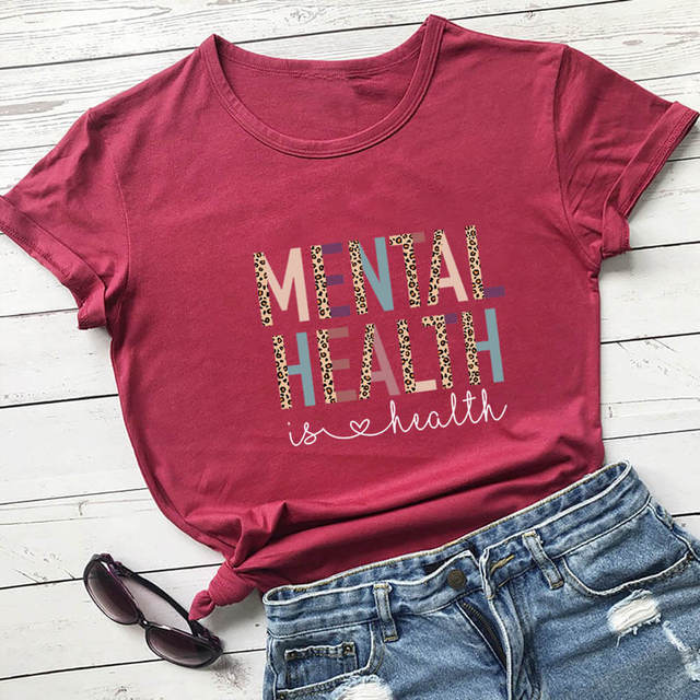 Mental Health Is Health Leopard Print T-Shirt